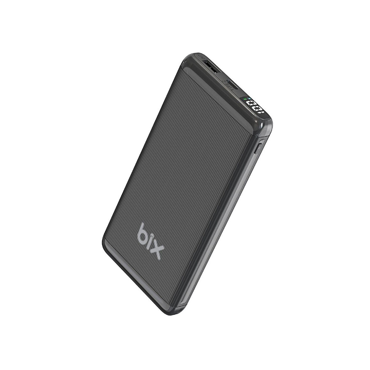 Bix 10000mAh 20W PD Type-C ve USB-A SCP 22.5W QC 3.0 18W Çift Çıkışlı LED Ekranlı Powerbank Siyah
