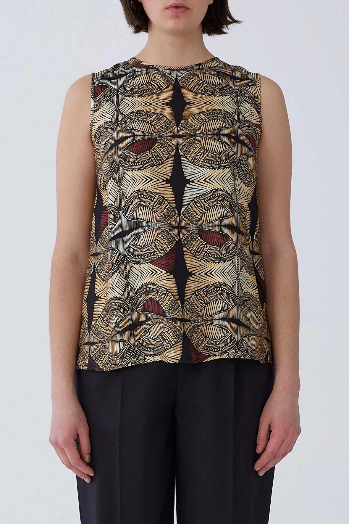 Kolsuz Floral Desen Bluz Orijinal