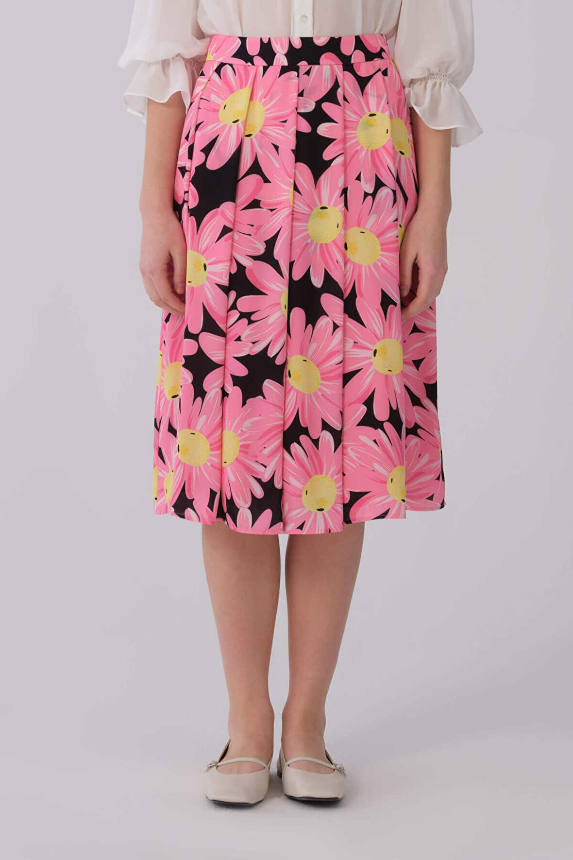 Floral Desenli Midi Etek Orijinal
