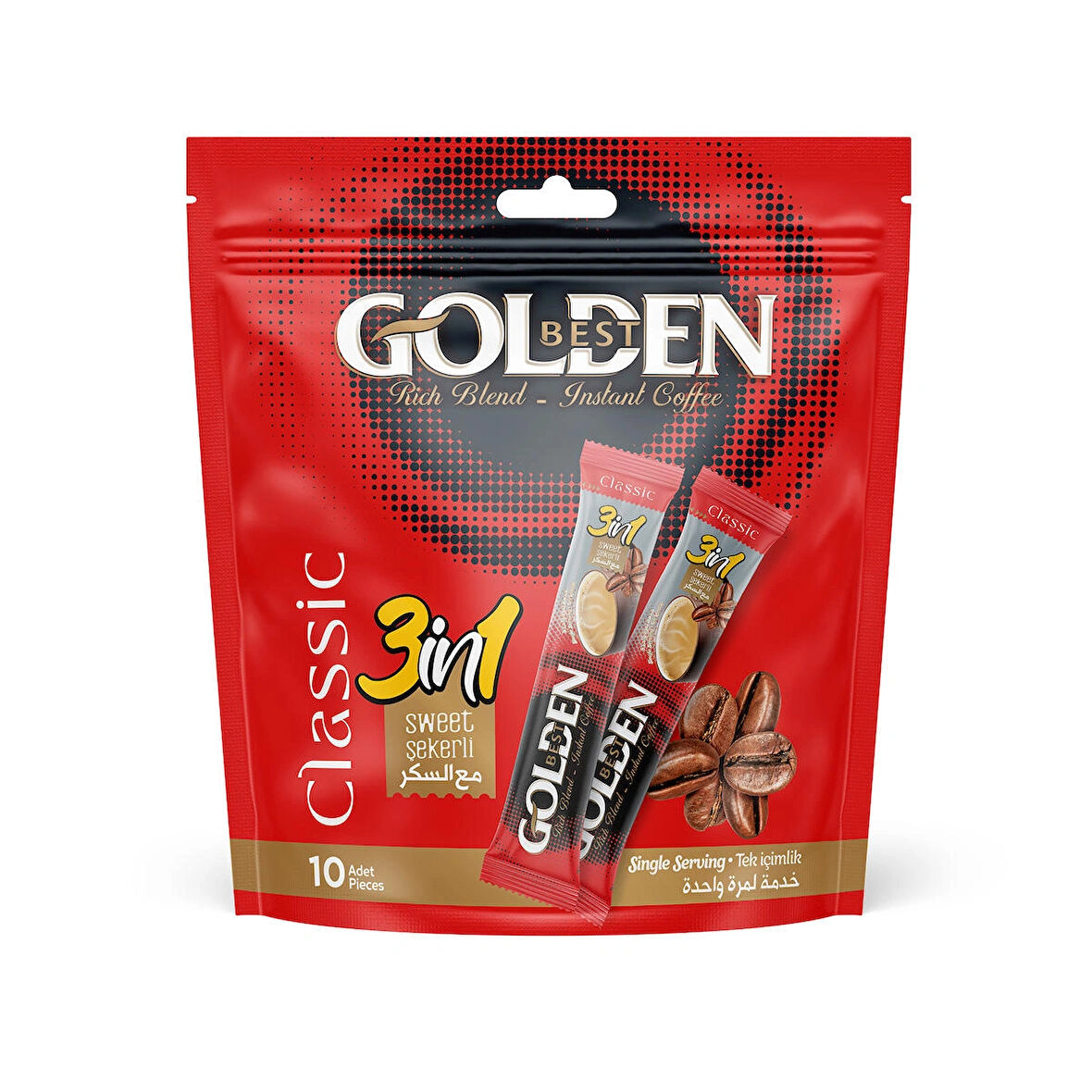 Golden Best 3'ü 1 Arada Classic Çözünebilir Kahve Karışımı 10'lu Paket (10 x 18 g)