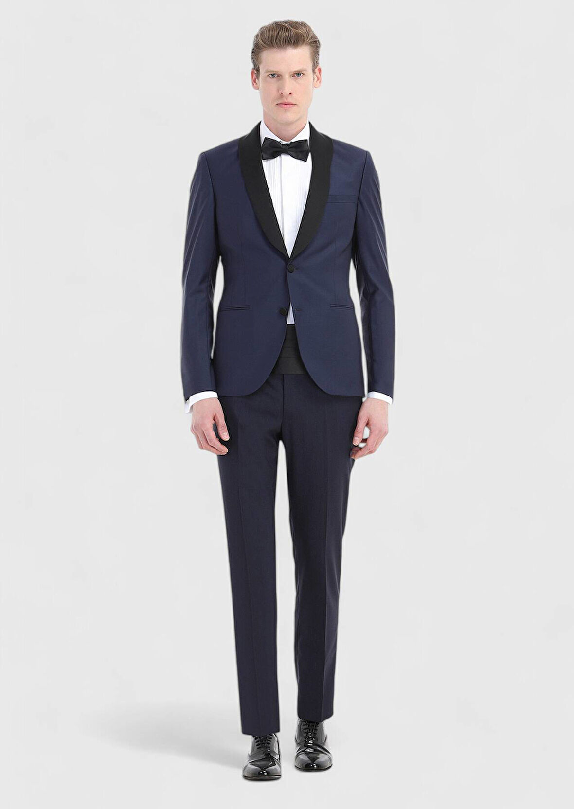 Saks Düz Fashion Slim Fit Kelebek Yaka Dokuma Smokin Takım Elbise