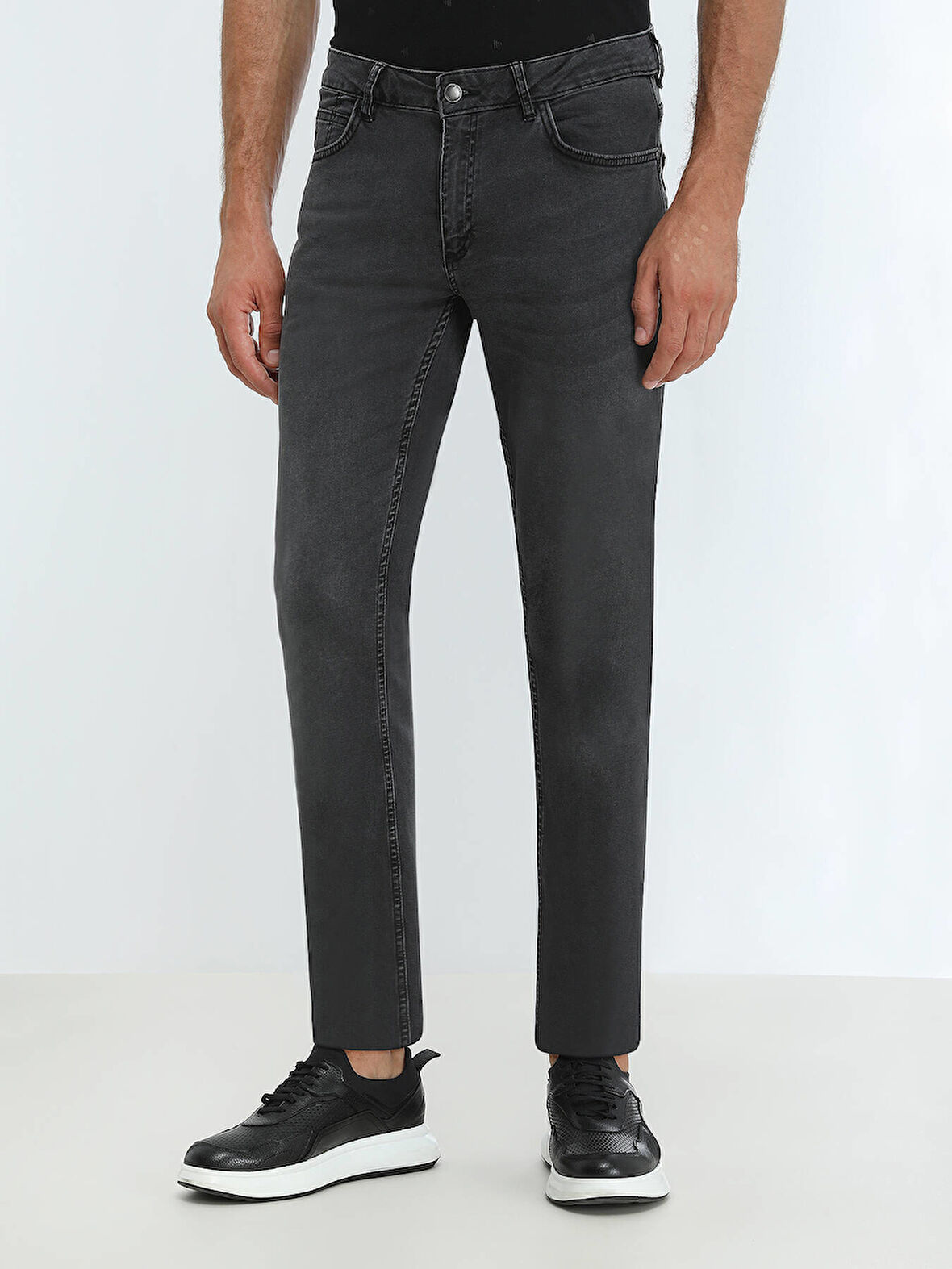 Koyu Gri Super Slm Fit Denim Pamuk Karışımlı Pantolon