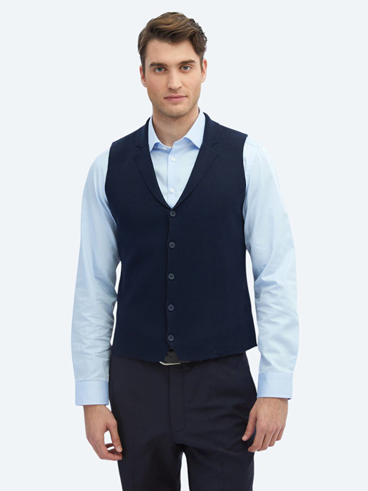 Lacivert Regular Fit Casual Örme Triko Yelek