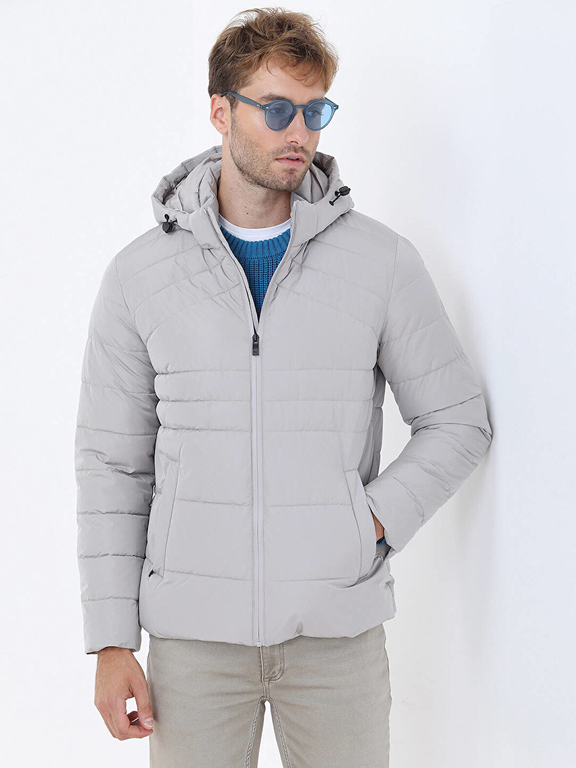 Taş Regular Fit Kapüşonlu Casual Dokuma Mont