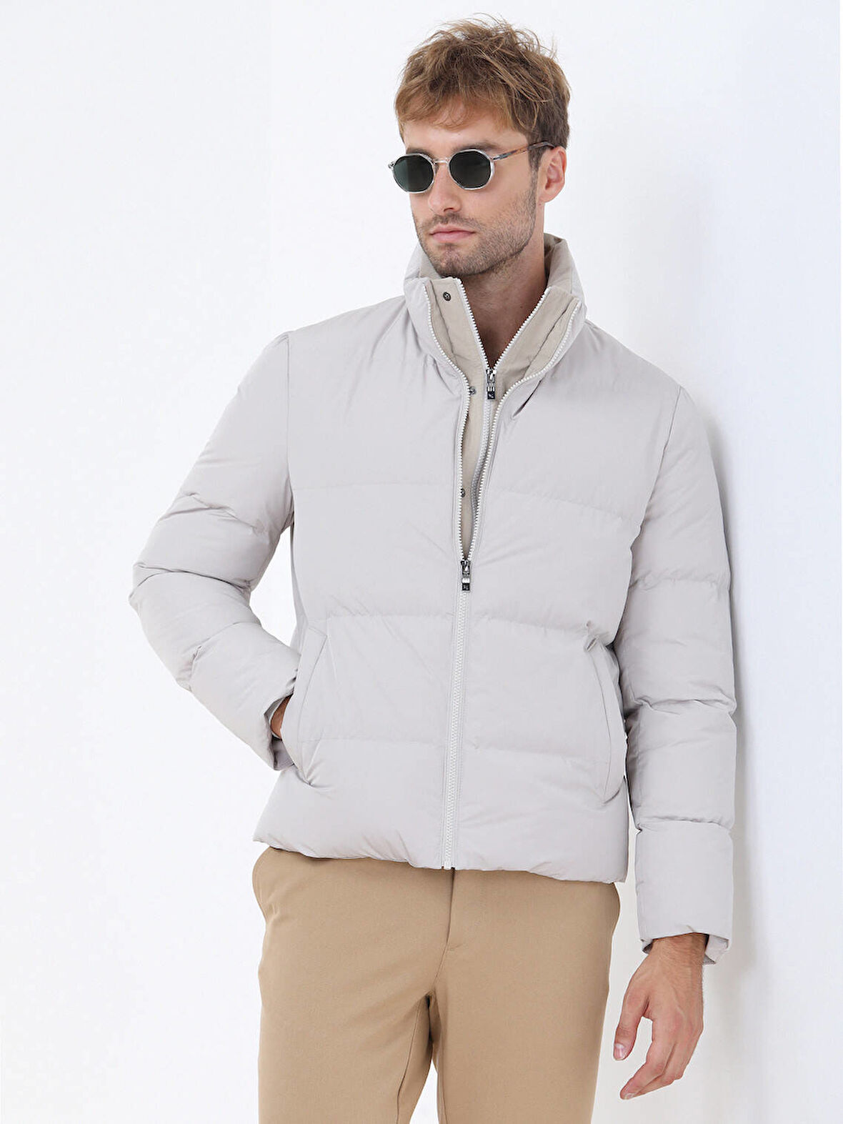 Taş Regular Fit Dik Yaka Casual Dokuma Mont