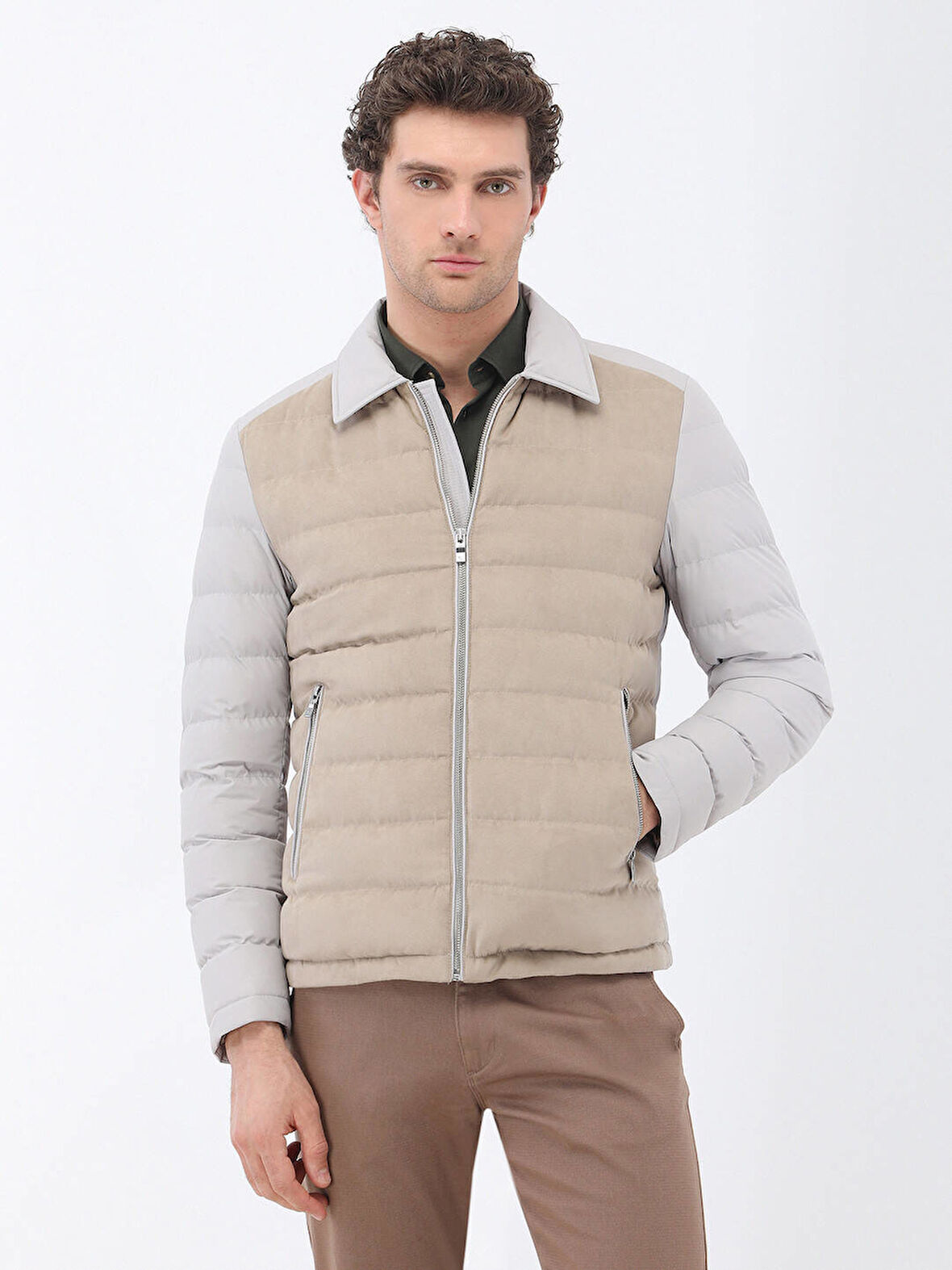 Taş Regular Fit Bebe Yaka Casual Dokuma Mont