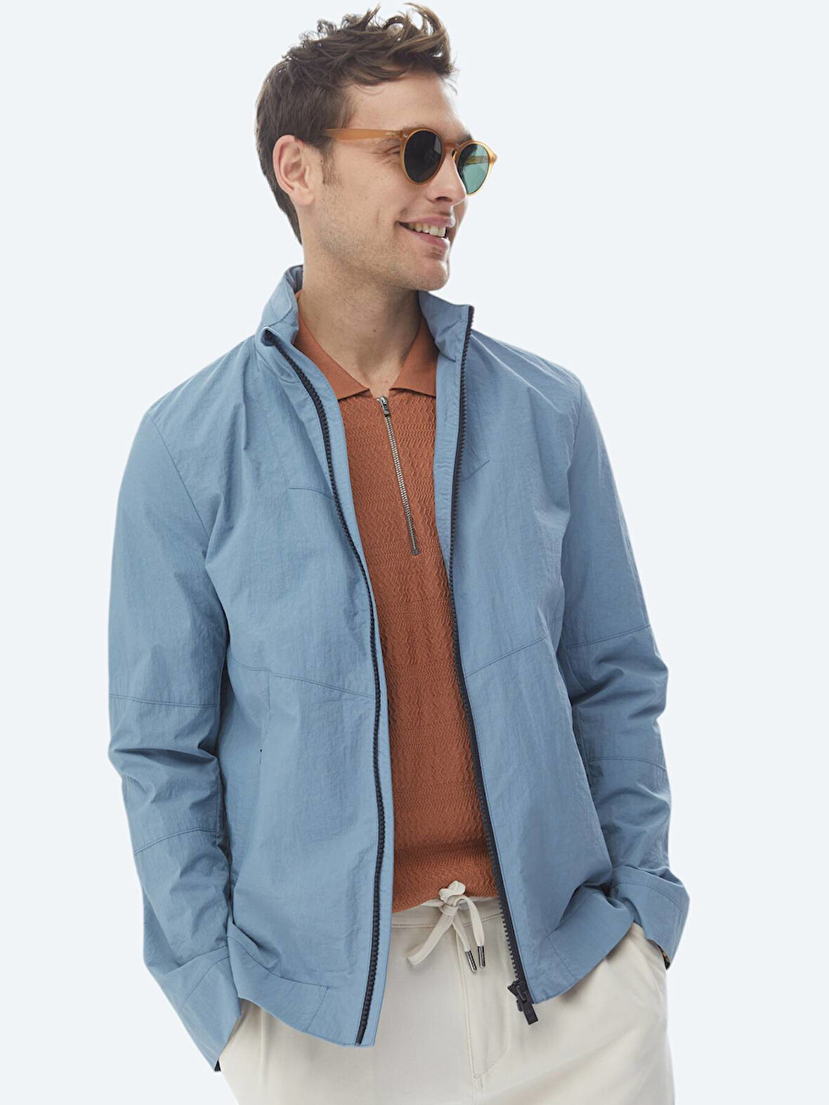 Mavi Regular Fit Gizli Kapüşon Casual Dokuma Mont