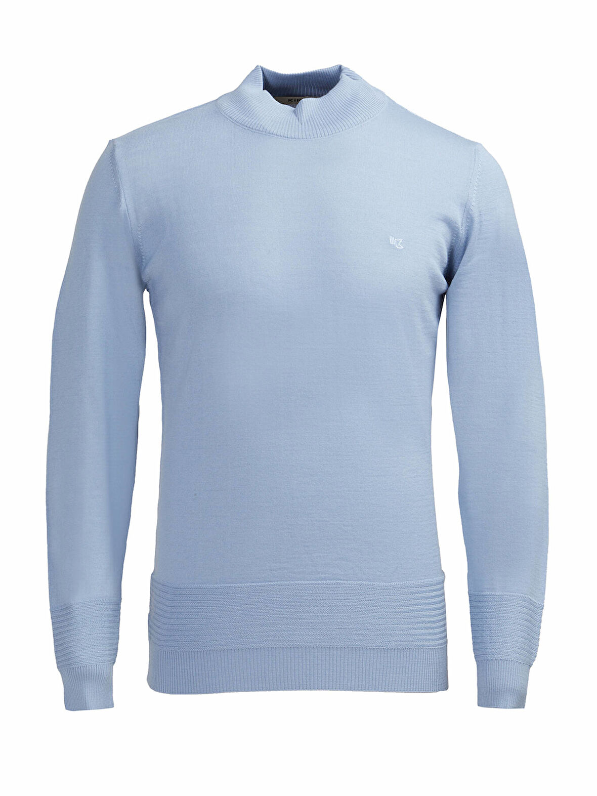 Mavi Yarım Balıkçı Yaka Yün Karışımlı Triko Kazak