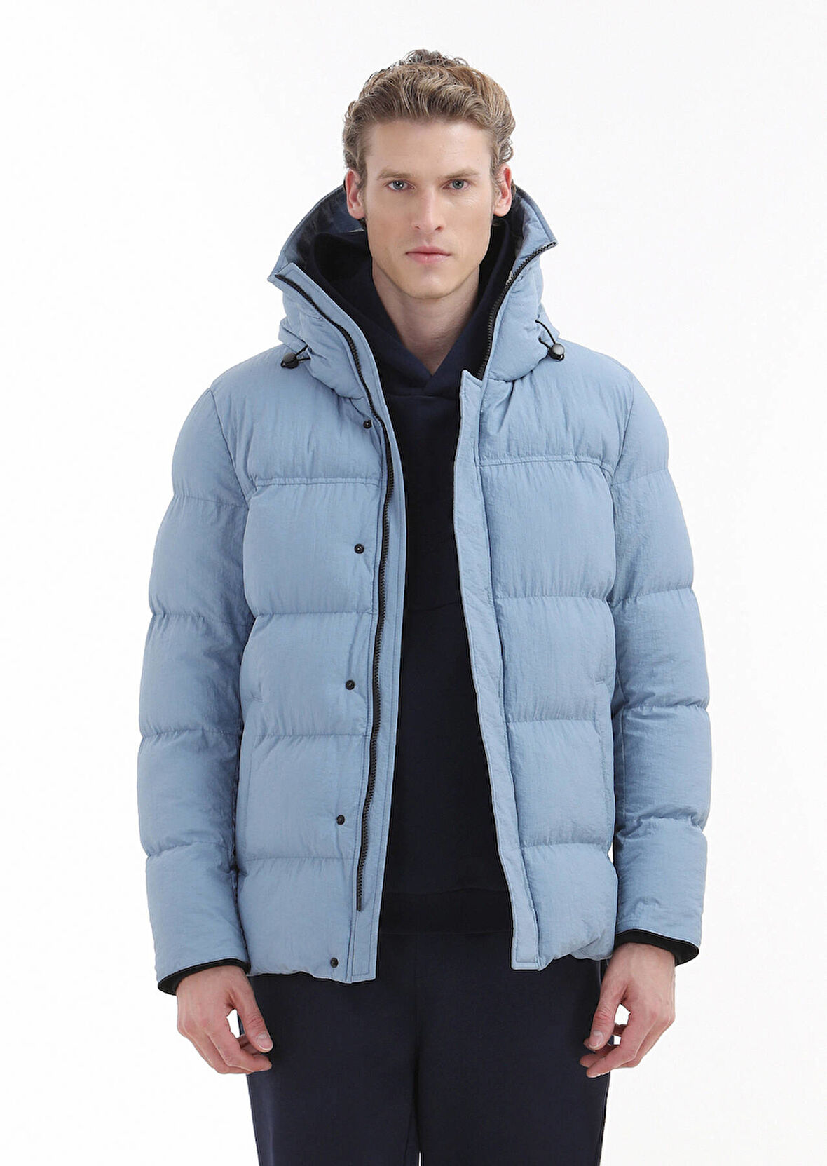 Mavi Regular Fit Kapüşonlu Casual Dokuma Mont