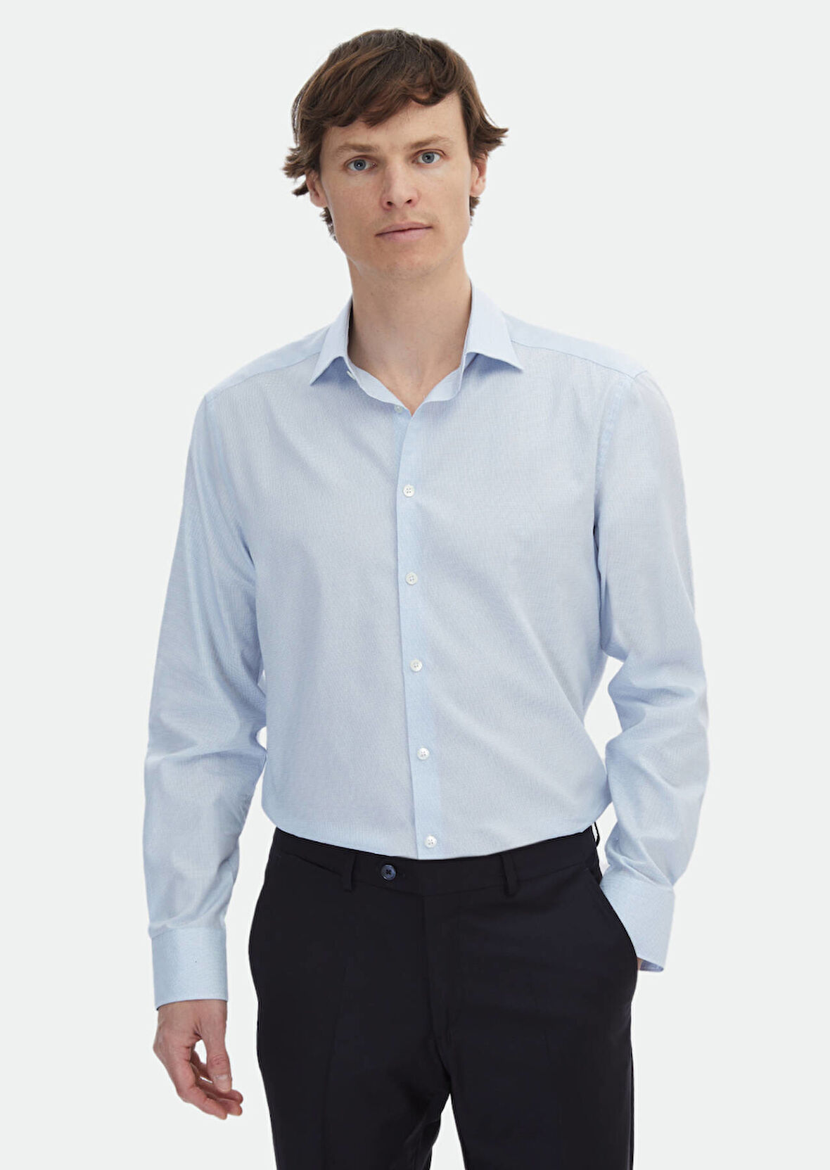 Mavi Mikro Regular Fit Dokuma Klasik %100 Pamuk Gömlek