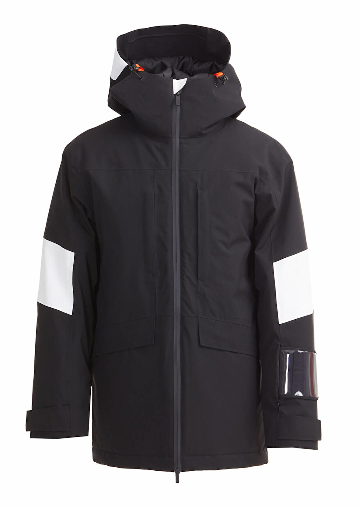 Siyah Regular Fit Kapüşonlu Casual Dokuma Kaban