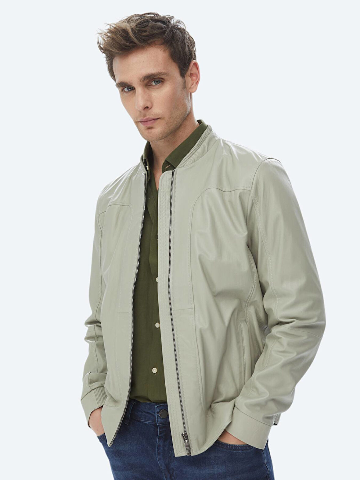 Taş Regular Fit Smart Casual Koyun Derisi Deri Mont