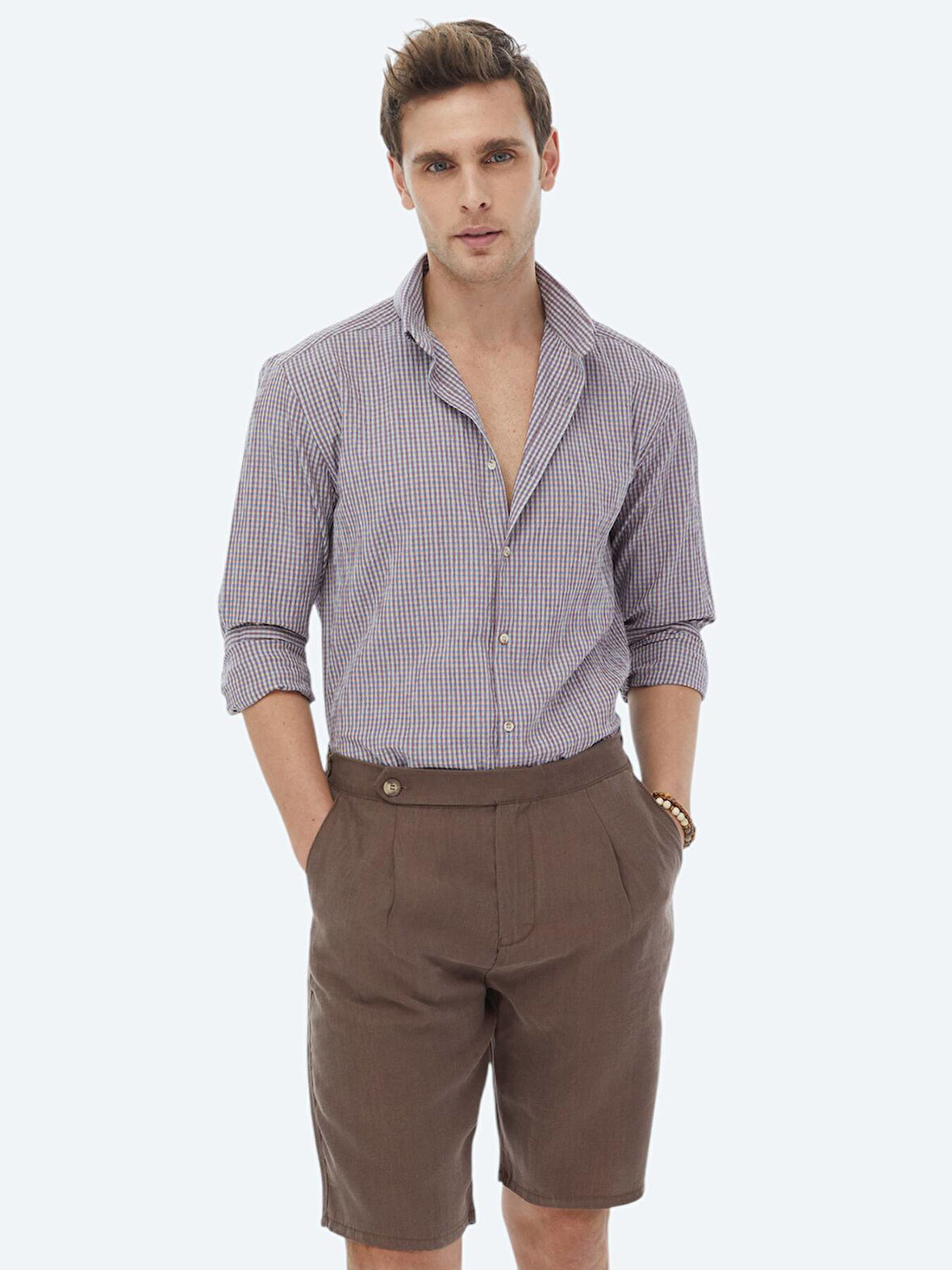 Mürdüm Regular Fit Dokuma Casual Pamuk Karışımlı Gömlek