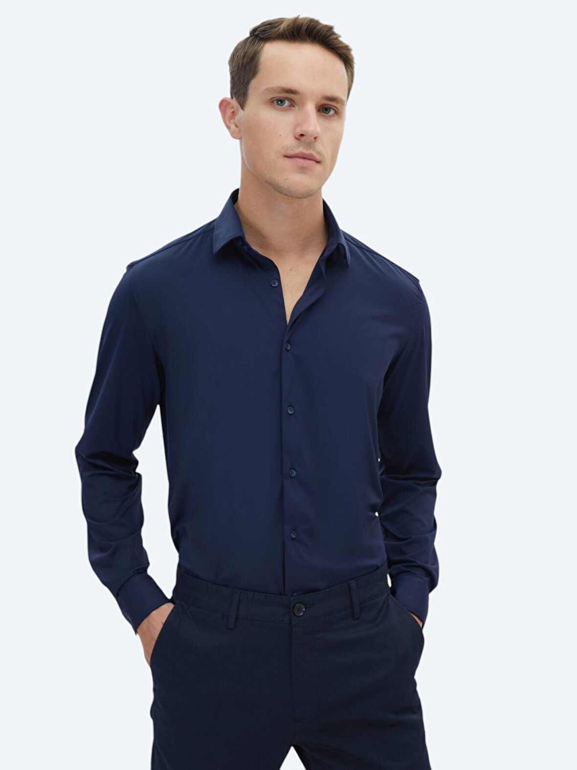 Lacivert Regular Fit Casual Gömlek