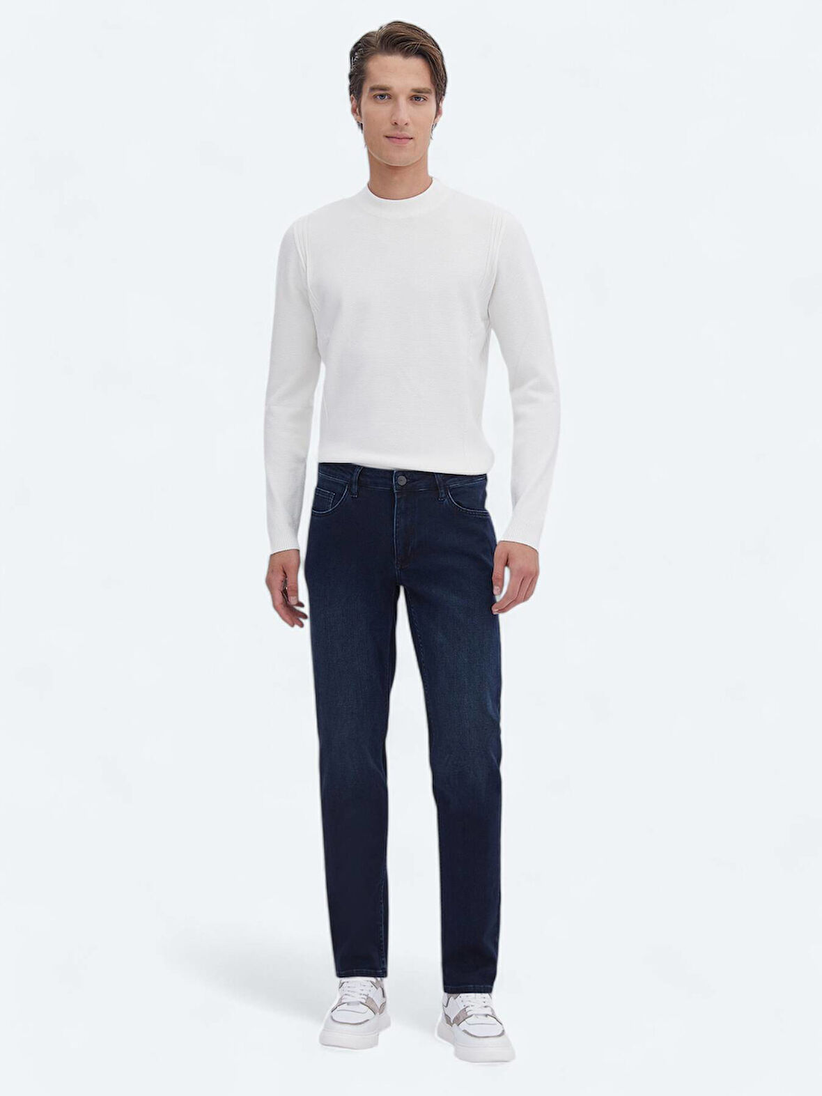 Lacivert Slim Fit Denim Pamuk Karışımlı Pantolon