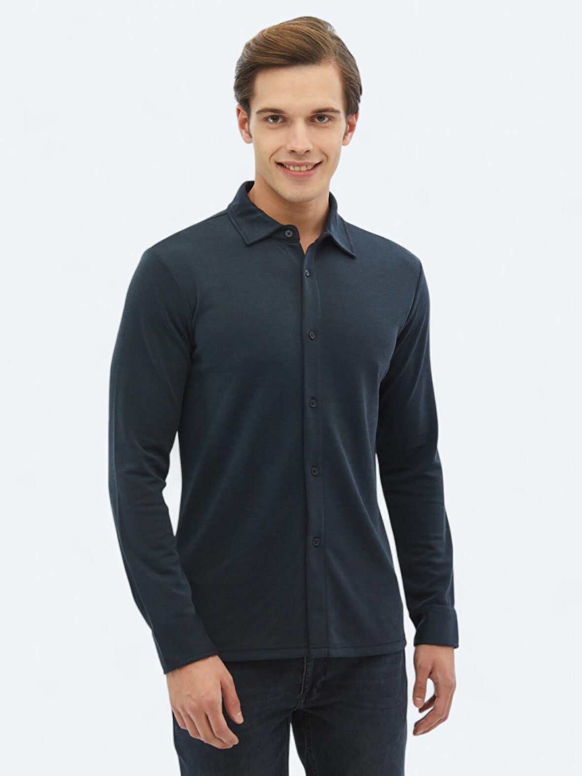 Lacivert Düz Regular Fit Casual Gömlek
