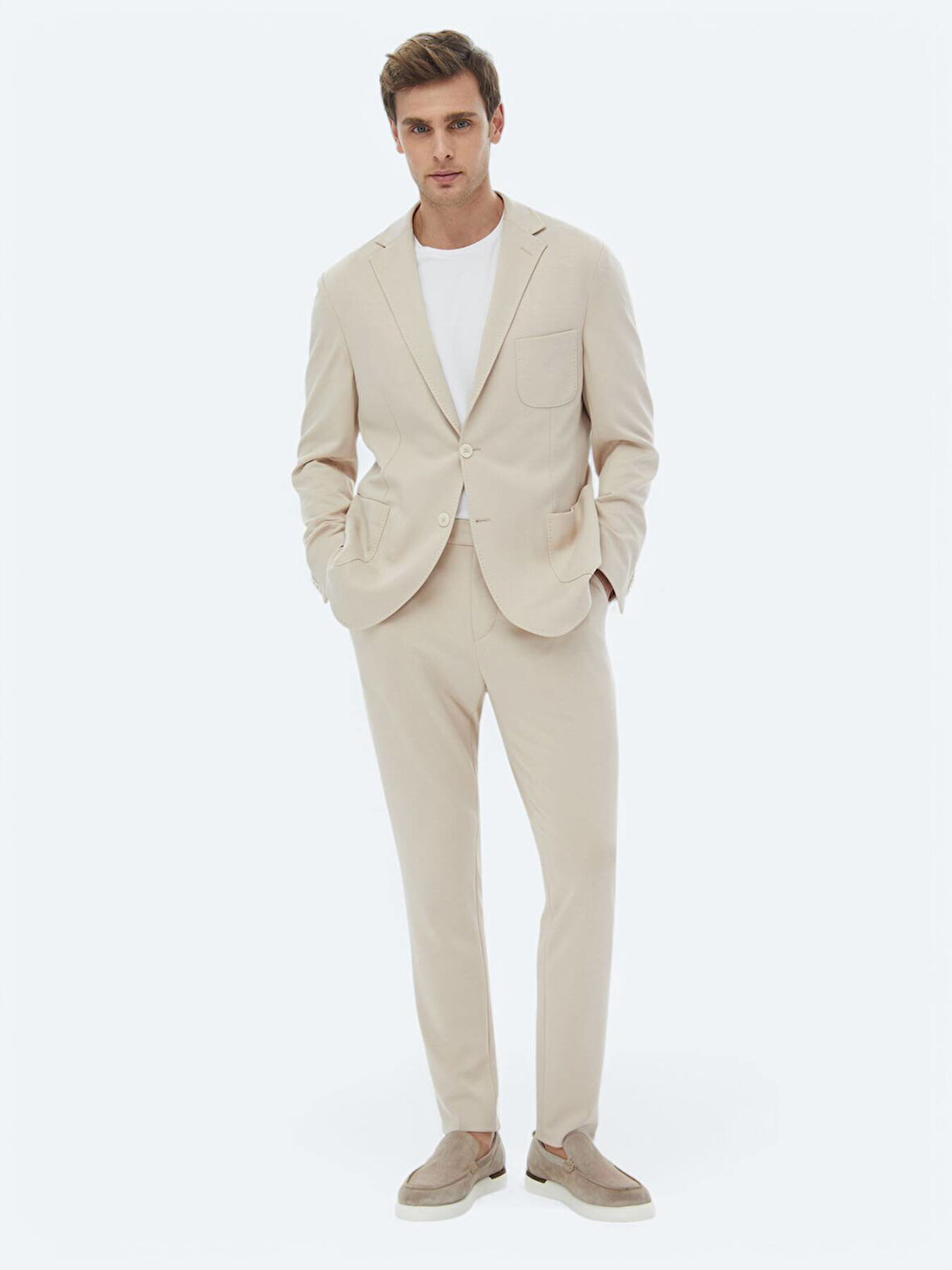 Vizon Düz Modern Fit Örme Takım Elbise