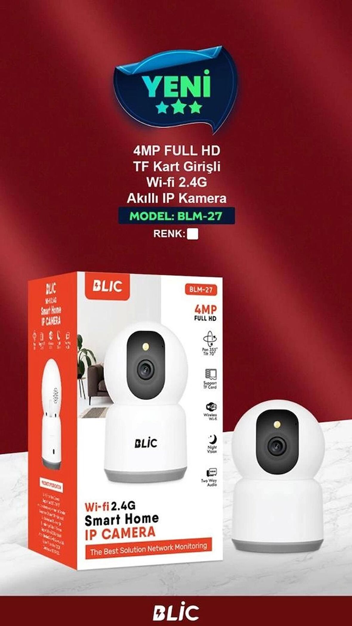 Blic BLM-27 4 Megapiksel Full HD IP Kamera Güvenlik Kamerası