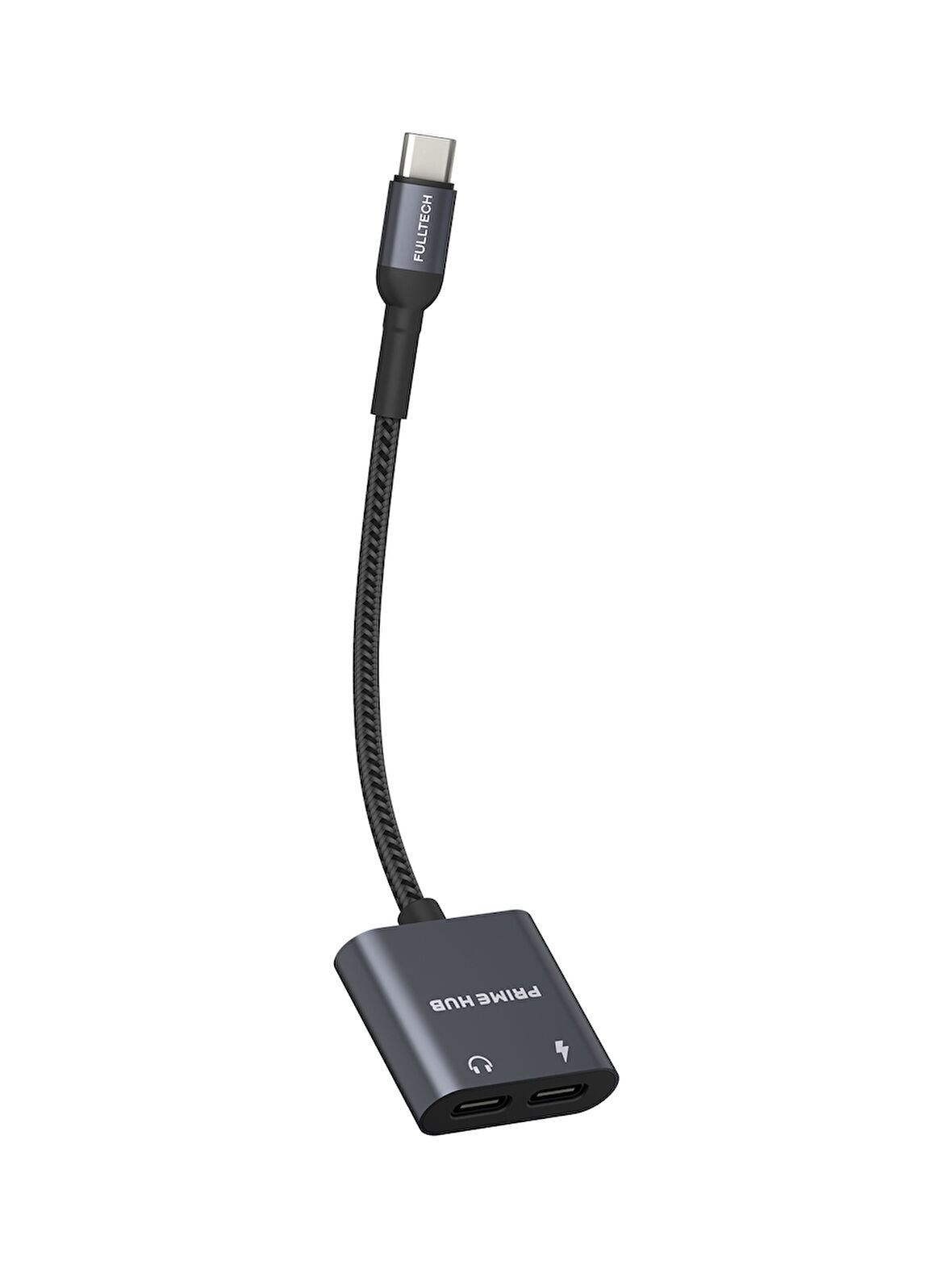 Fulltech FH10 2'si 1 Arada USB-C HUB | PD 60W Hızlı Şarj & Ses Aktarımı | Çift USB-C Girişli | Örgü Kablolu Taşınabilir Çoklayıcı
