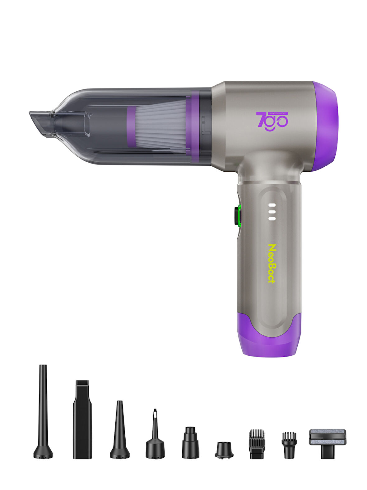 7GO 7GAB-02 Kablosuz Araç İçi Süpürge | 18.000PA Güçlü Emiş | Fırçasız Motor | 6000mAh Batarya | Toz Üfleme & Vakum 2’si 1 Arada