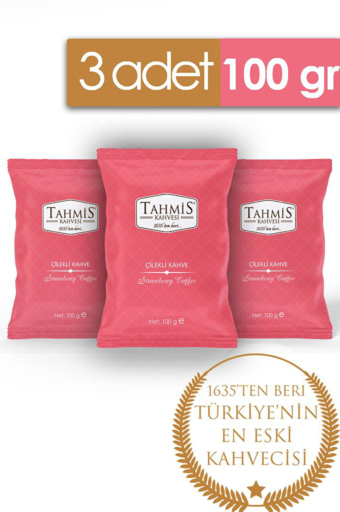 Çilek Aromalı Türk Kahvesi 100 Gr 3'lü Paket