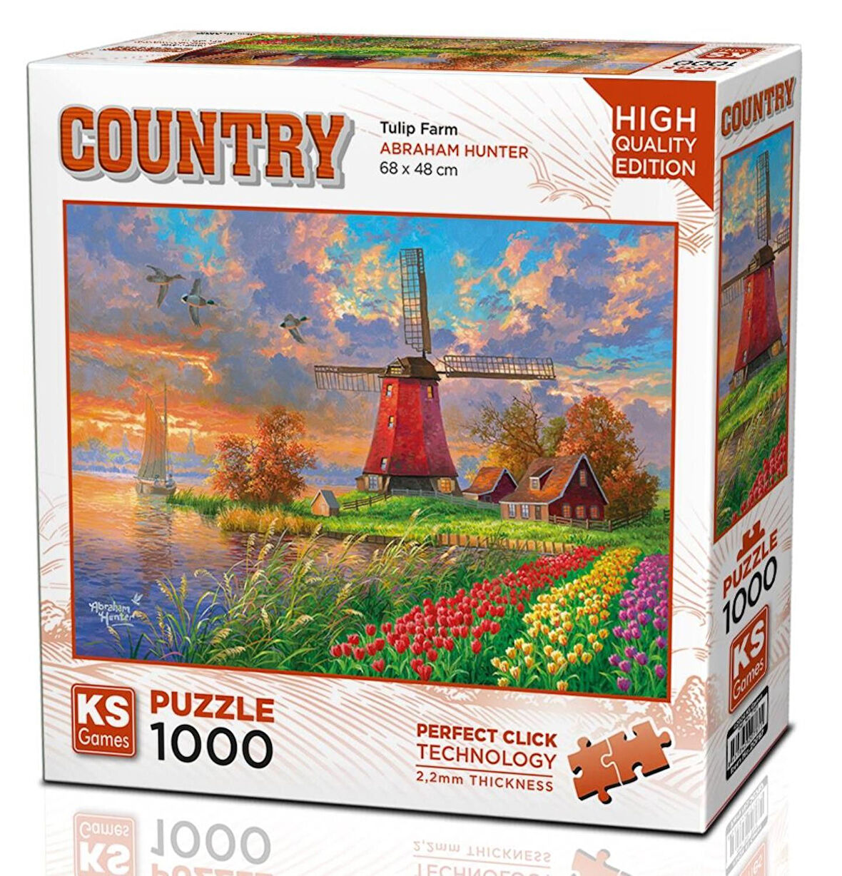 Ks Games 1000 Parça Lale Tarlası ve Yel Değirmeni Puzzle - Abraham Hunter