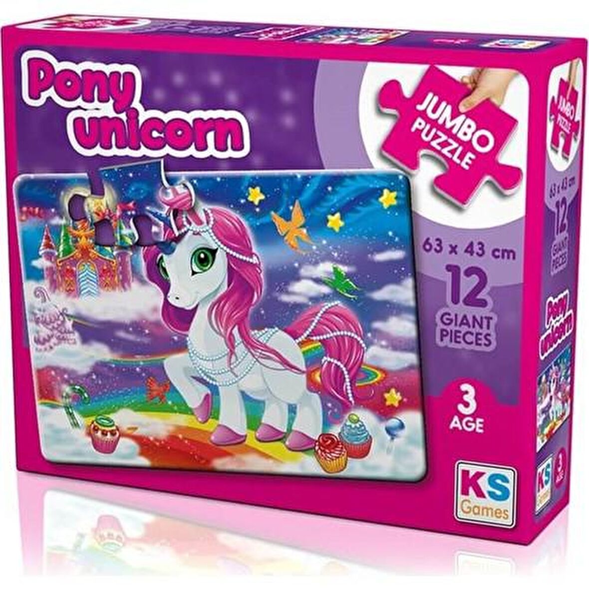 KS Games Pony Unicorn 3+ Yaş Büyük Boy Puzzle 12 Parça