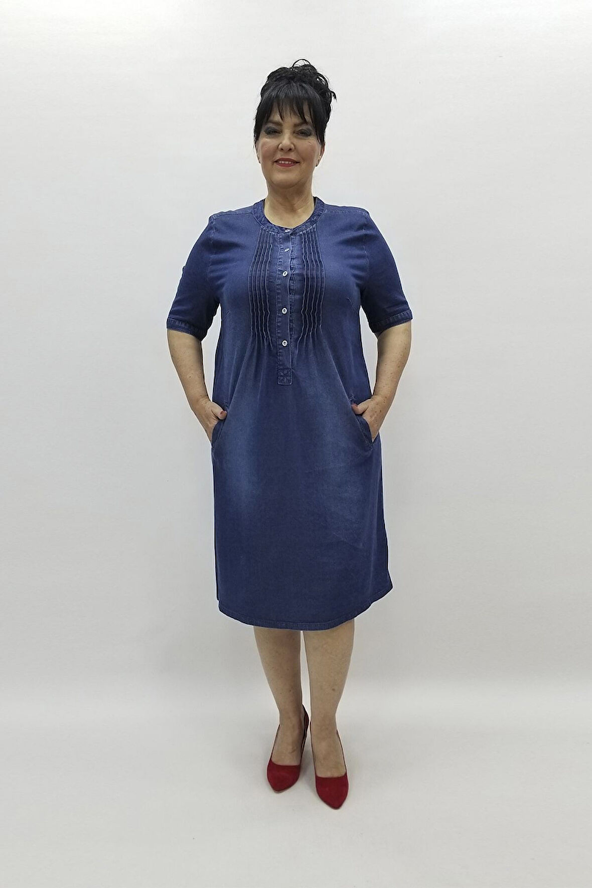 Miraggio Büyük Beden Elbise 97470 KOT MAVİ