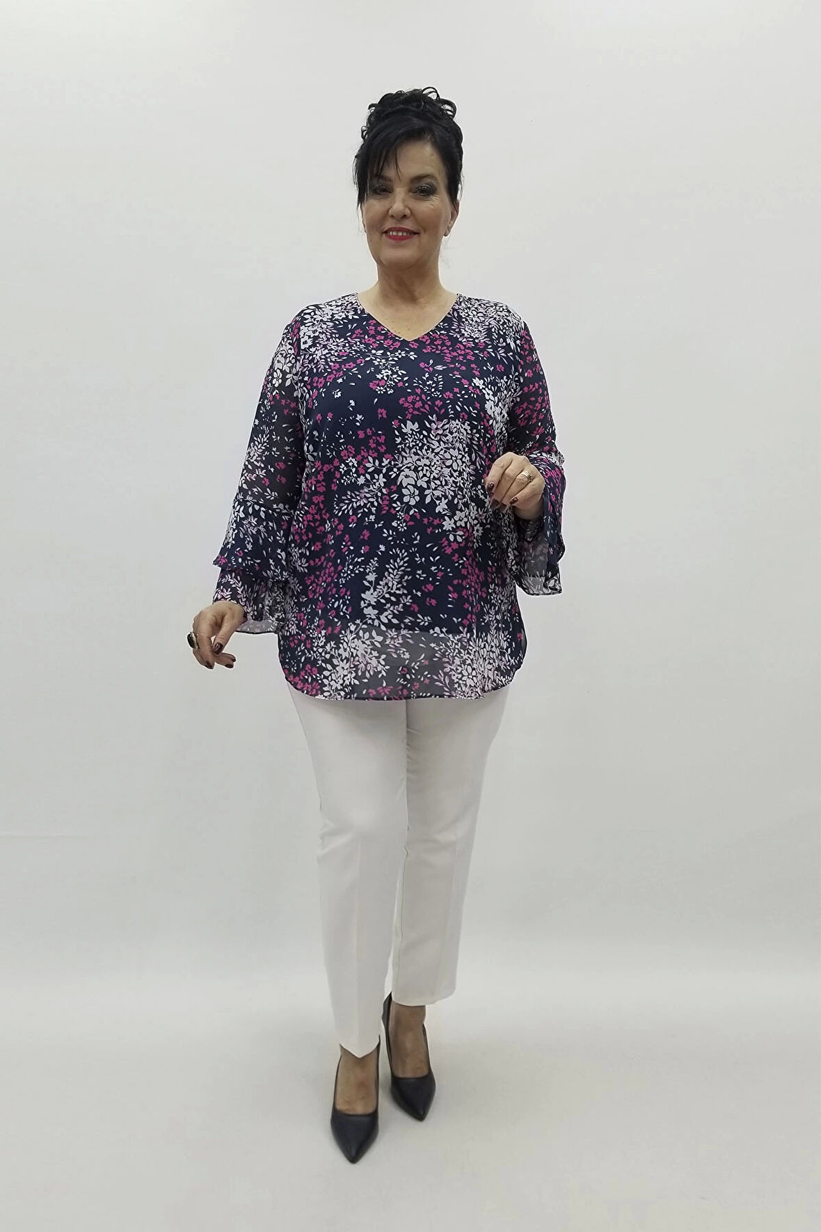 Miraggio Büyük Beden Abiye Bluz 98494 LACİVERT
