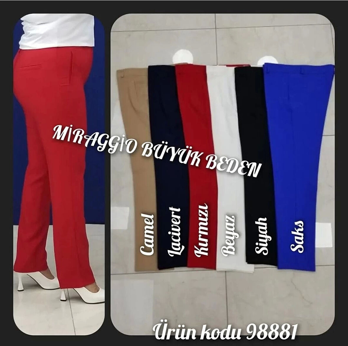 Miraggio Büyük Beden Pantolon 98881 BEYAZ