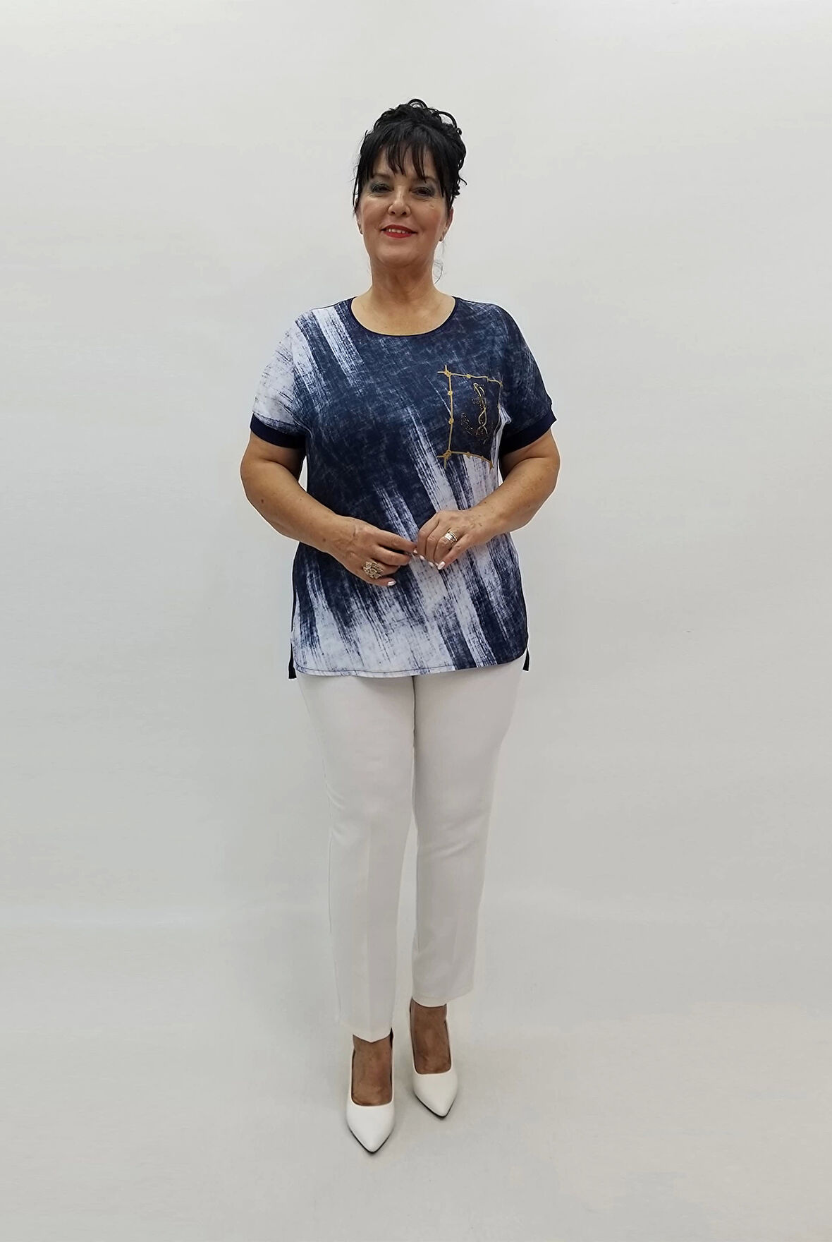 Miraggio Büyük Beden Bluz 98946 LACİVERT