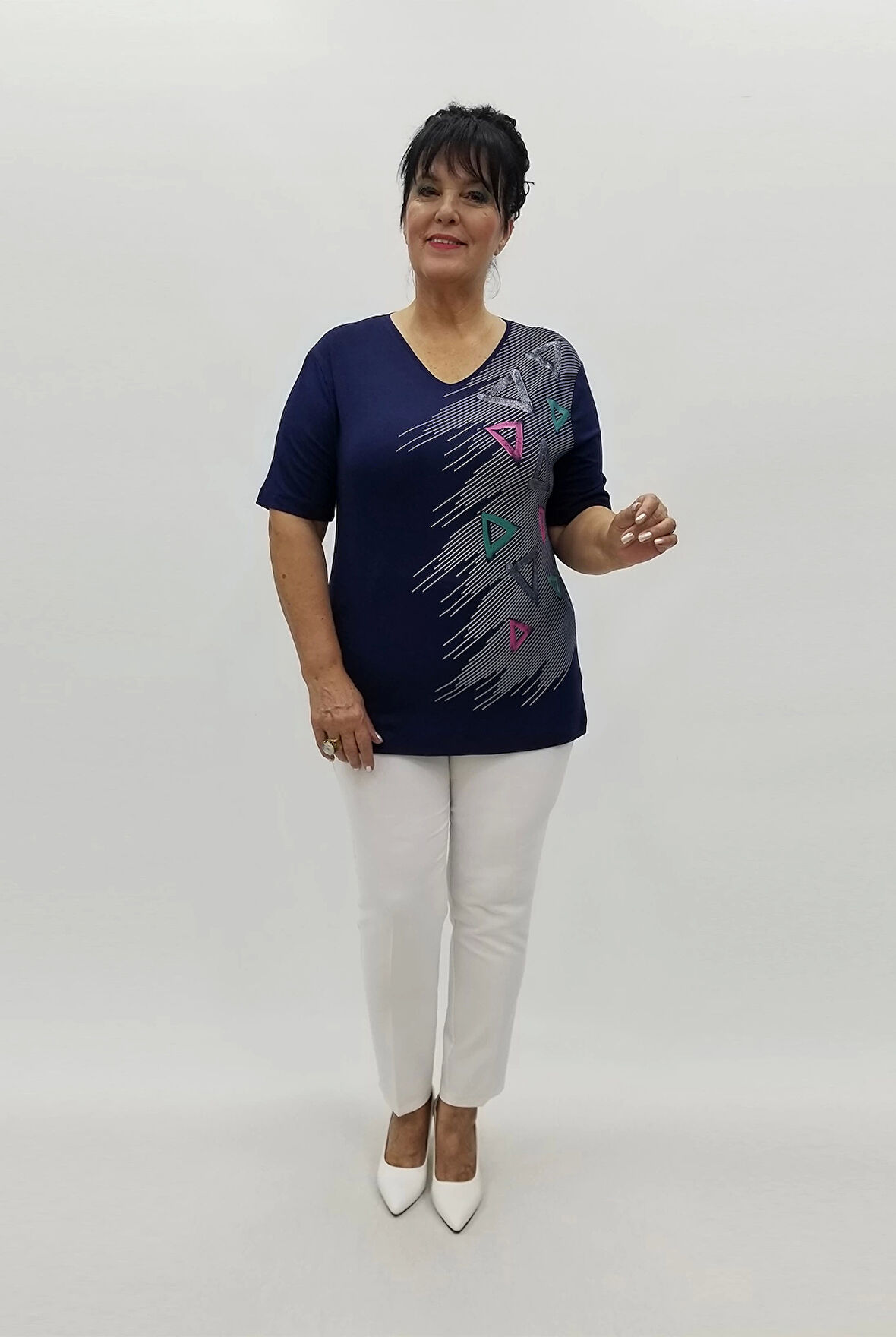 Miraggio Büyük Beden Bluz 98950 LACİVERT
