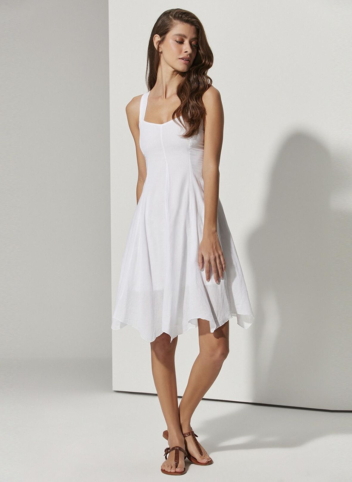 White by Nature Beyaz Kadın Mini Plaj Elbisesi WBN3118-XL