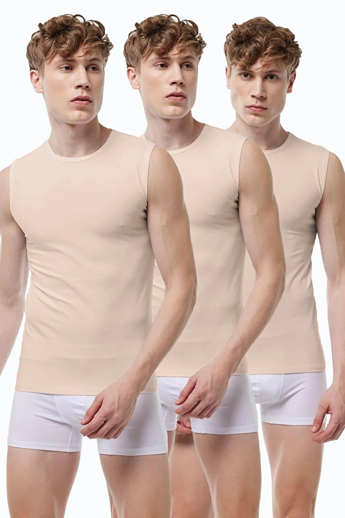 Malabadi 007  3'Lü Paket Erkek Sıfır Yaka İz Yapmayan Modal Kolsuz Lycralı Atlet