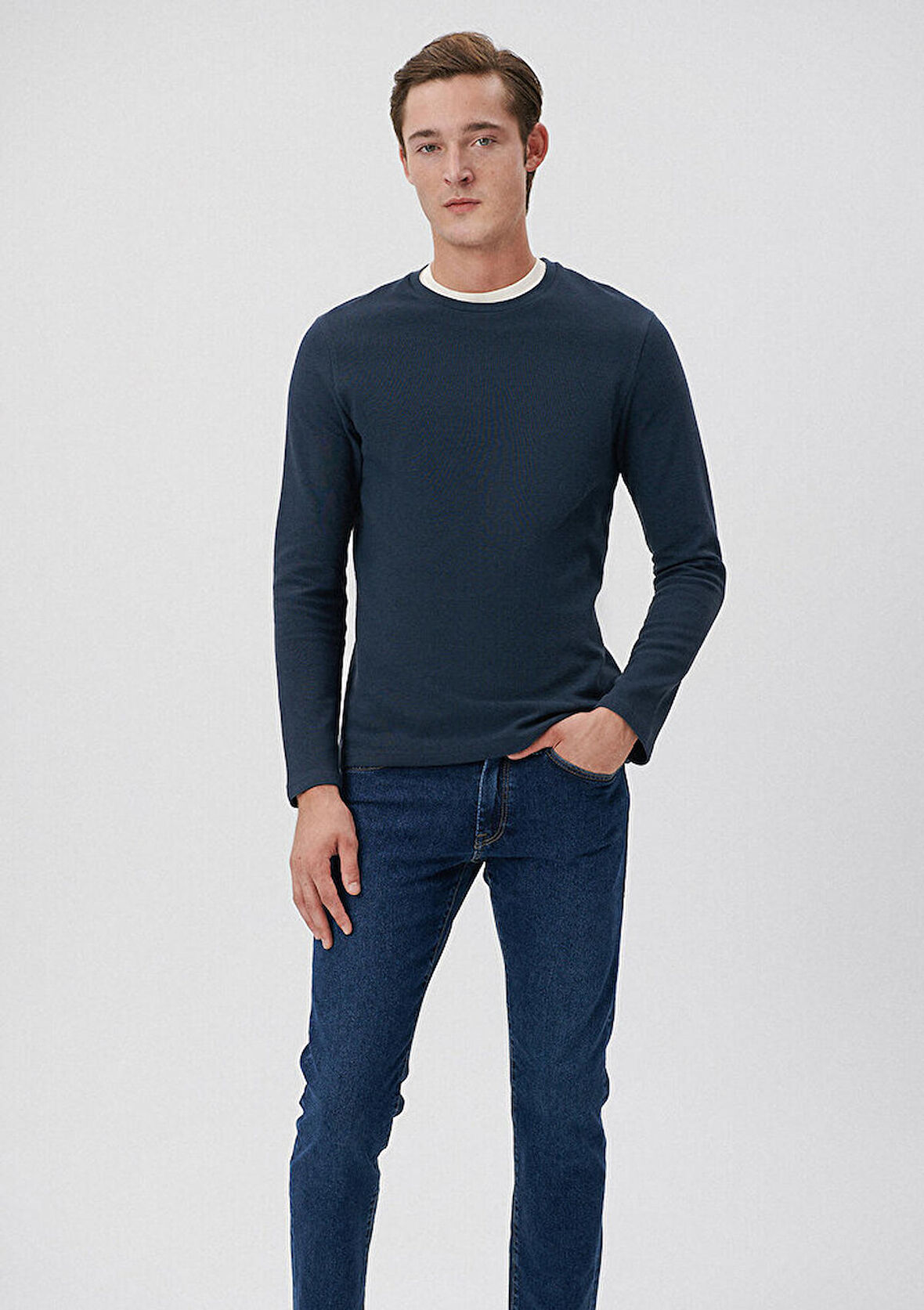 Mavi Uzun Kollu Lacivert Basic Tişört 064622-26828