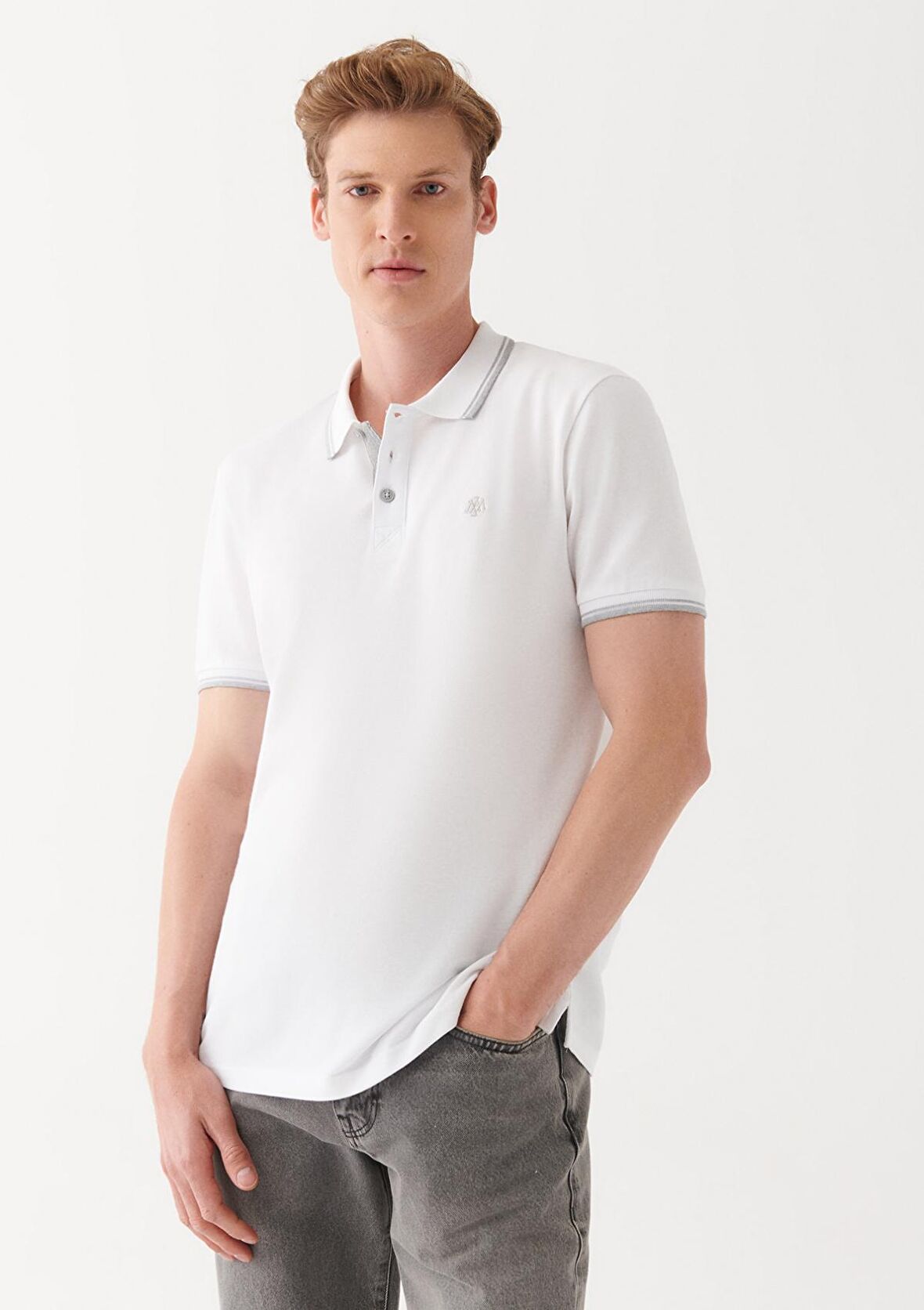 Mavi Beyaz Polo Tişört 064164-27879