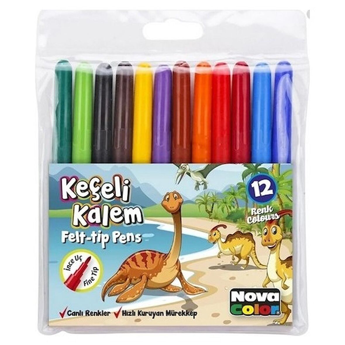 Nova Color Keçeli Kalem 12 Li Set Maxi Nc-873