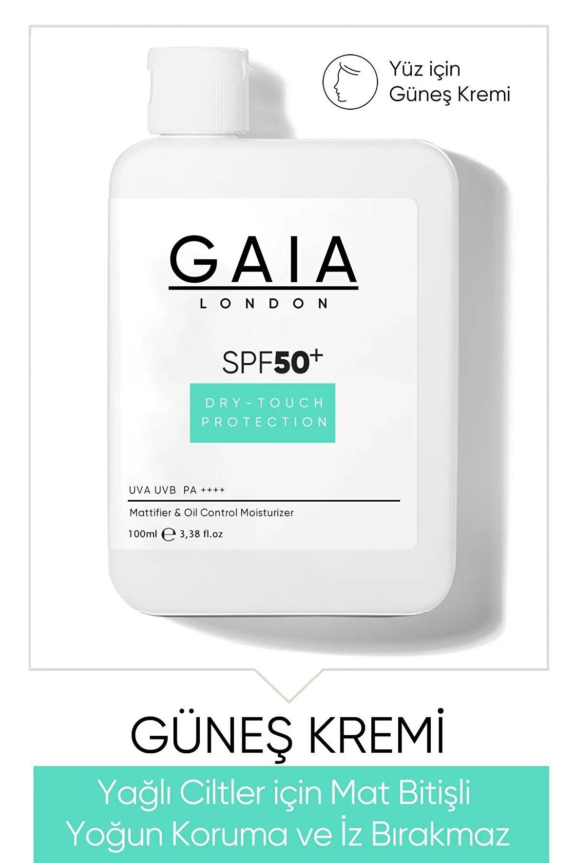 Gaia London Yağlı Ciltler Için Mat Bitişli 50spf&#43; Uva/uvb 100ml Güneş Kremi