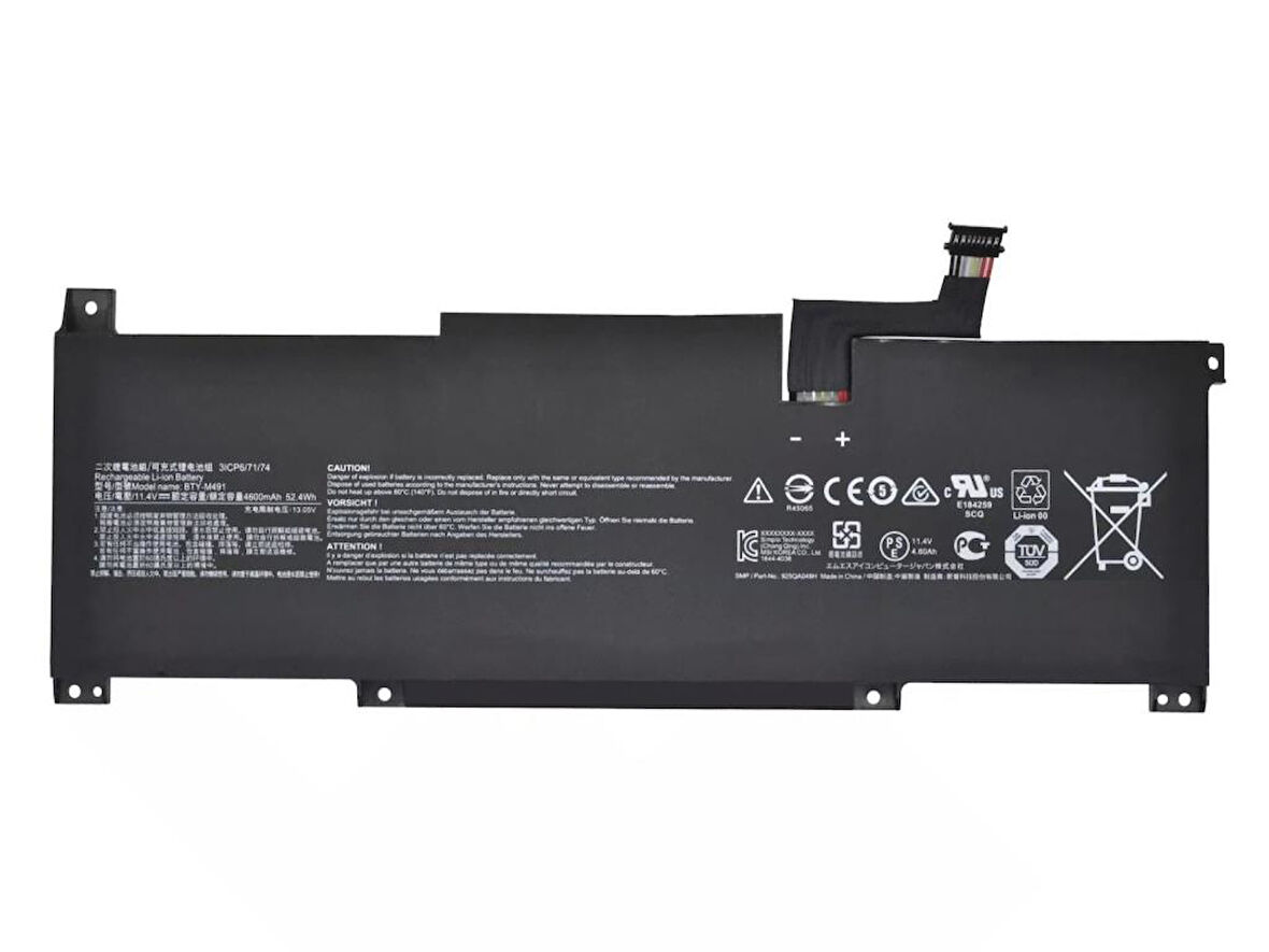 RETRO MSI BTY-M491 Notebook Bataryası - Ver.1 - Siyah Soket - 8 Pin 8 Hat