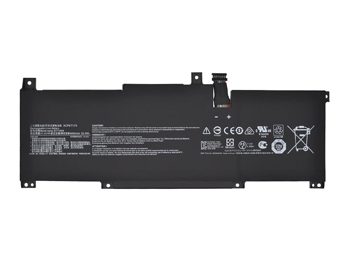 RETRO MSI BTY-M49 Notebook Bataryası - Ver.1 - Siyah Soket