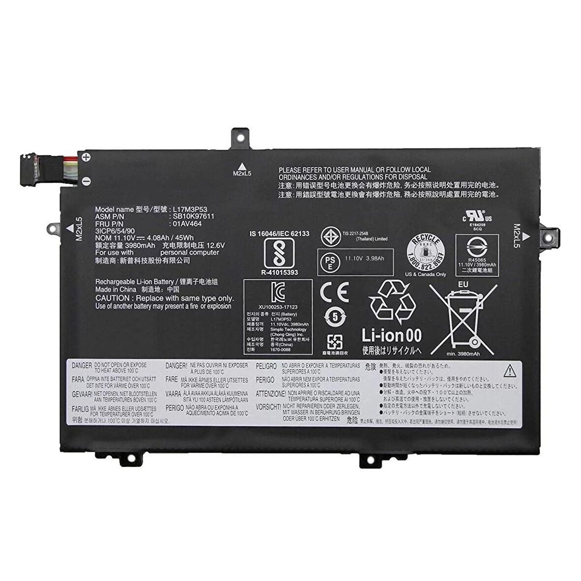 RETRO LENOVO THİNKPAD L480, L580, 01AV464, L17M3P53 NOTEBOOK BATARYASI