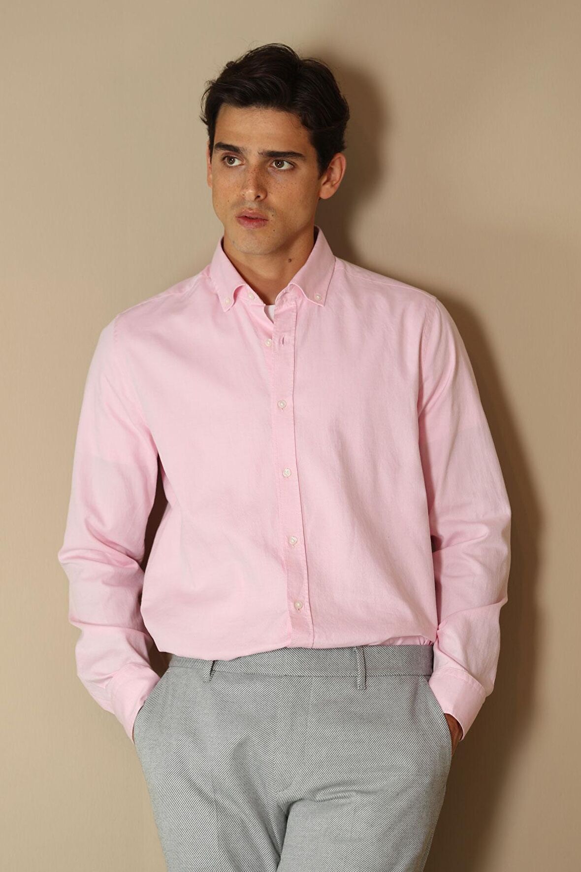 Danıel Erkek Smart Gömlek Comfort Slim Fit Pembe