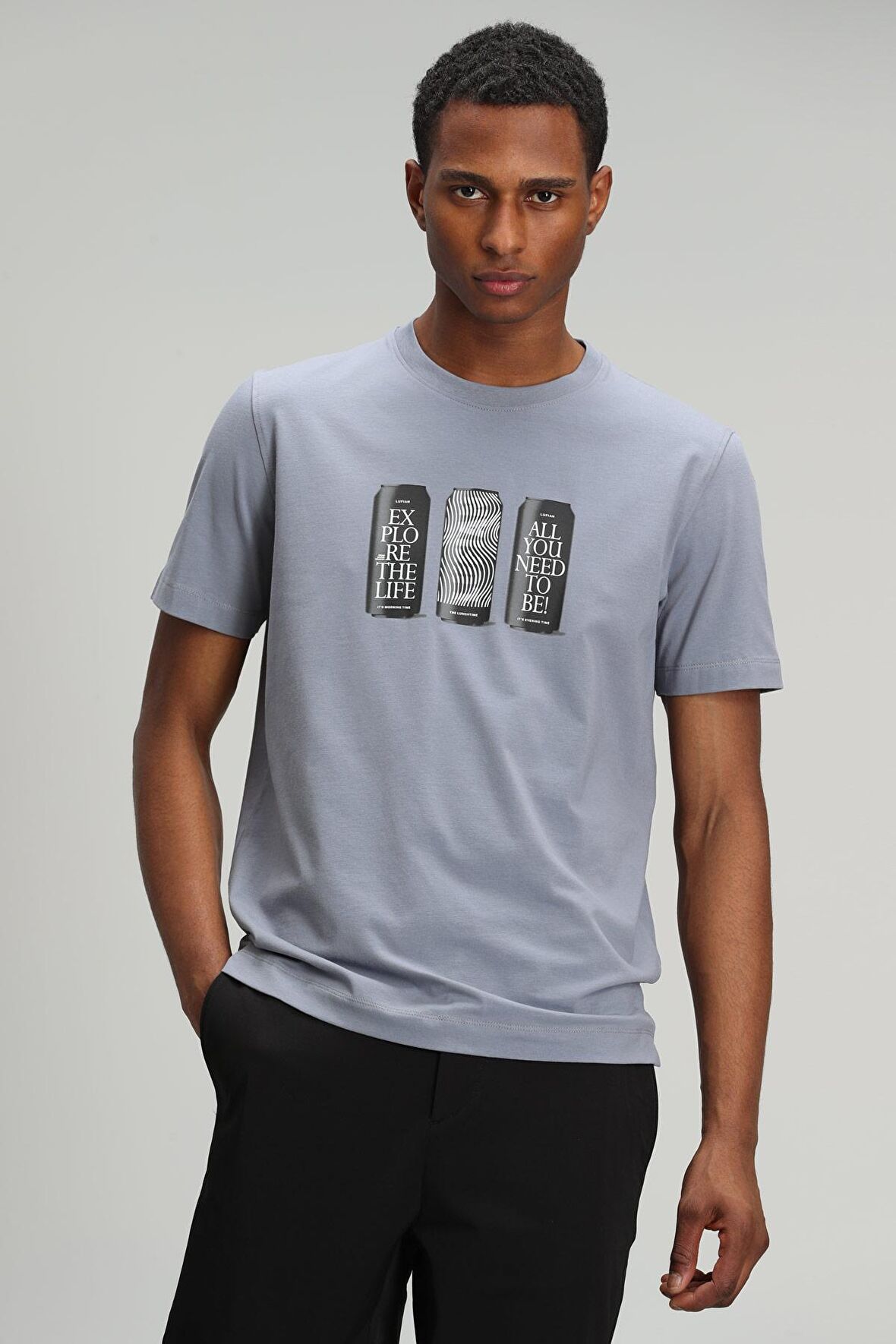 Lufian Erkek Chrıst Modern Grafik T-Shirt 627111020114 Koyu Gri
