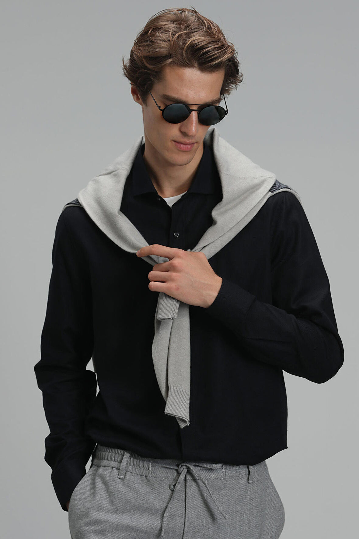 Lufian Erkek Vıana Basic Comfort Slim Fit Gömlek  112010565 Siyah