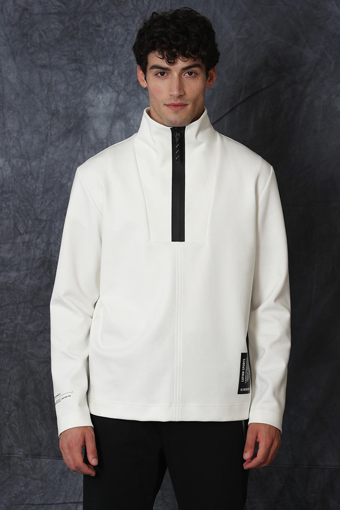 Lufian Erkek Mark Sweatshirt 627112030088 Ekru