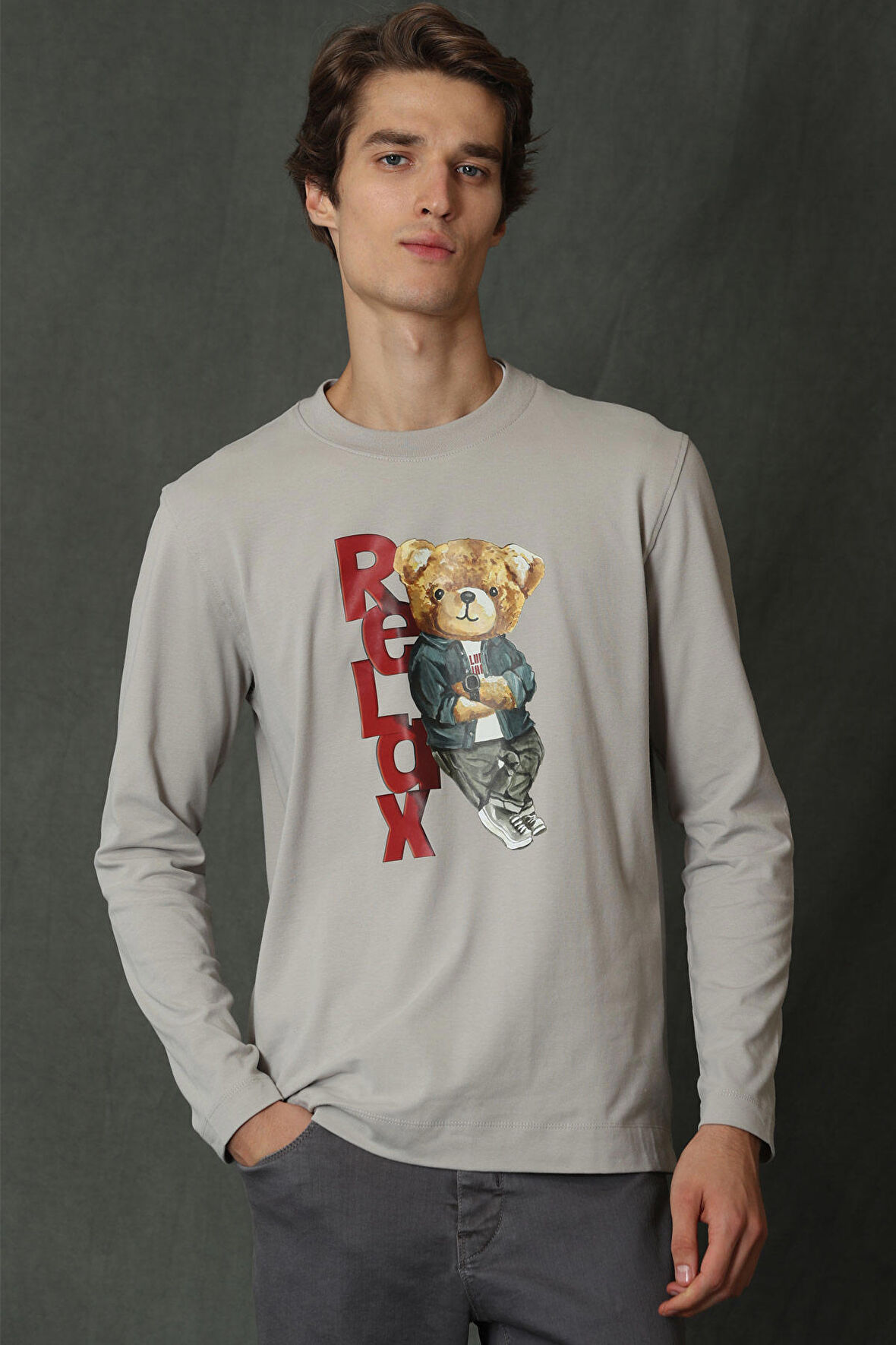 Domınıc Erkek Uzun Kol Tişört Bej