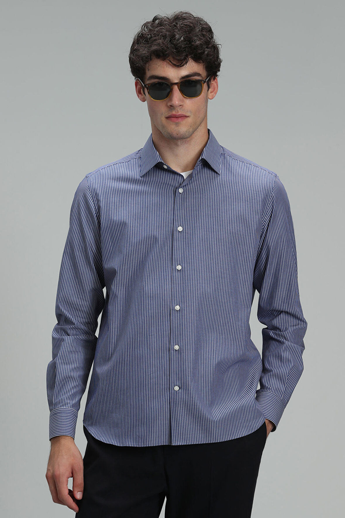 Fore Erkek Basic Gömlek Slim Fit Lacivert