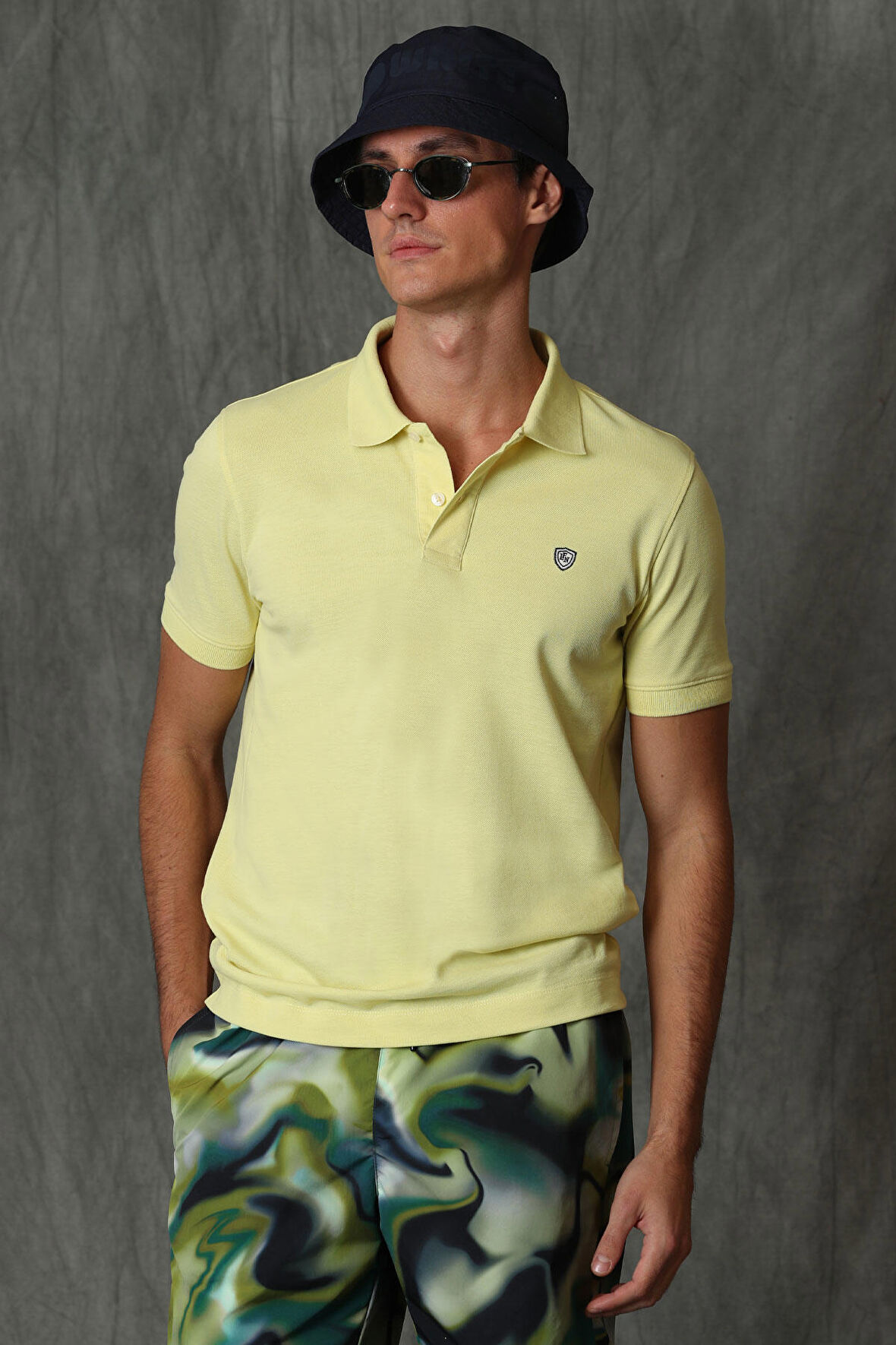 Laon Spor Polo Yaka Erkek Tişört Sarı