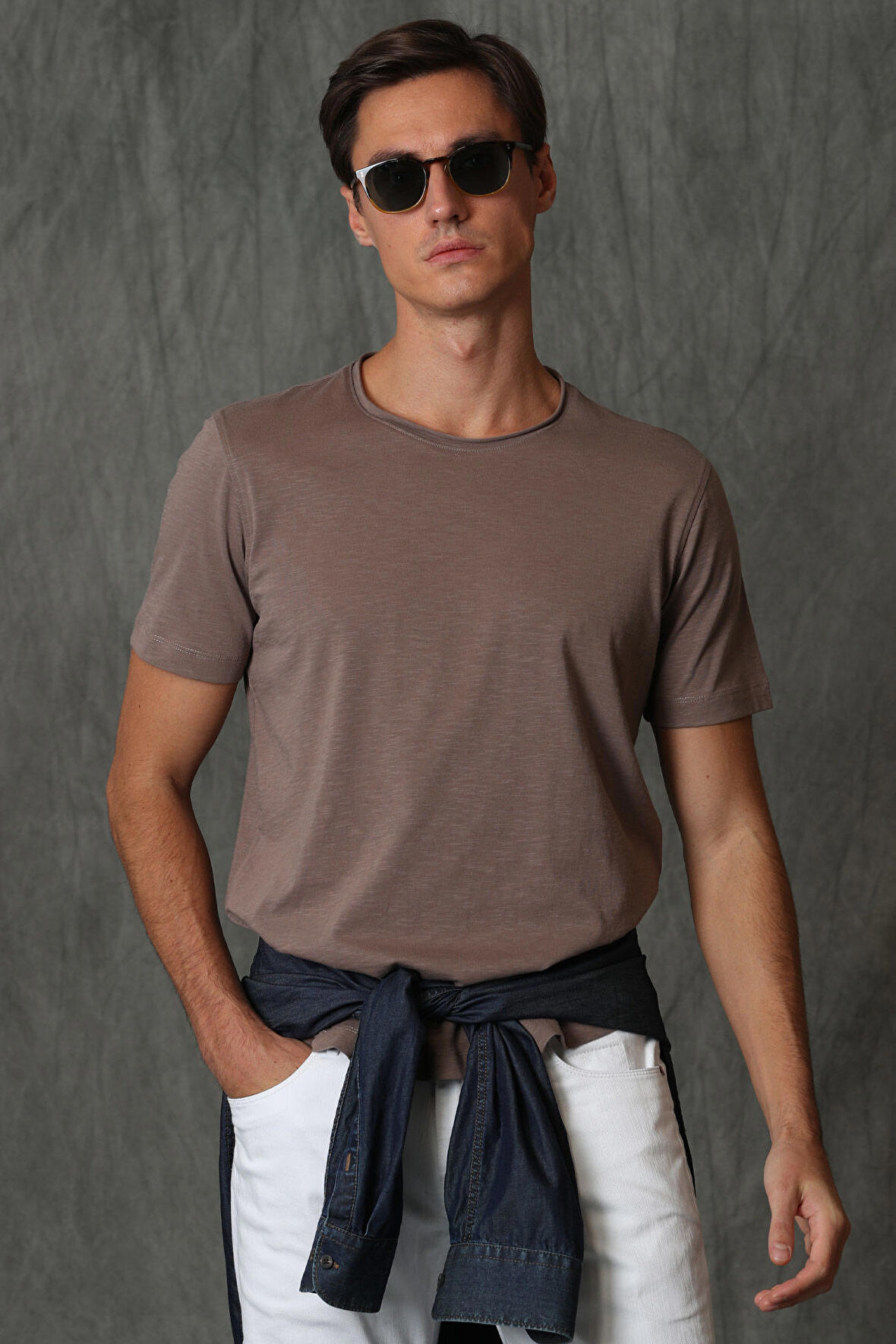 Junya Erkek Basic Tişört Toprak