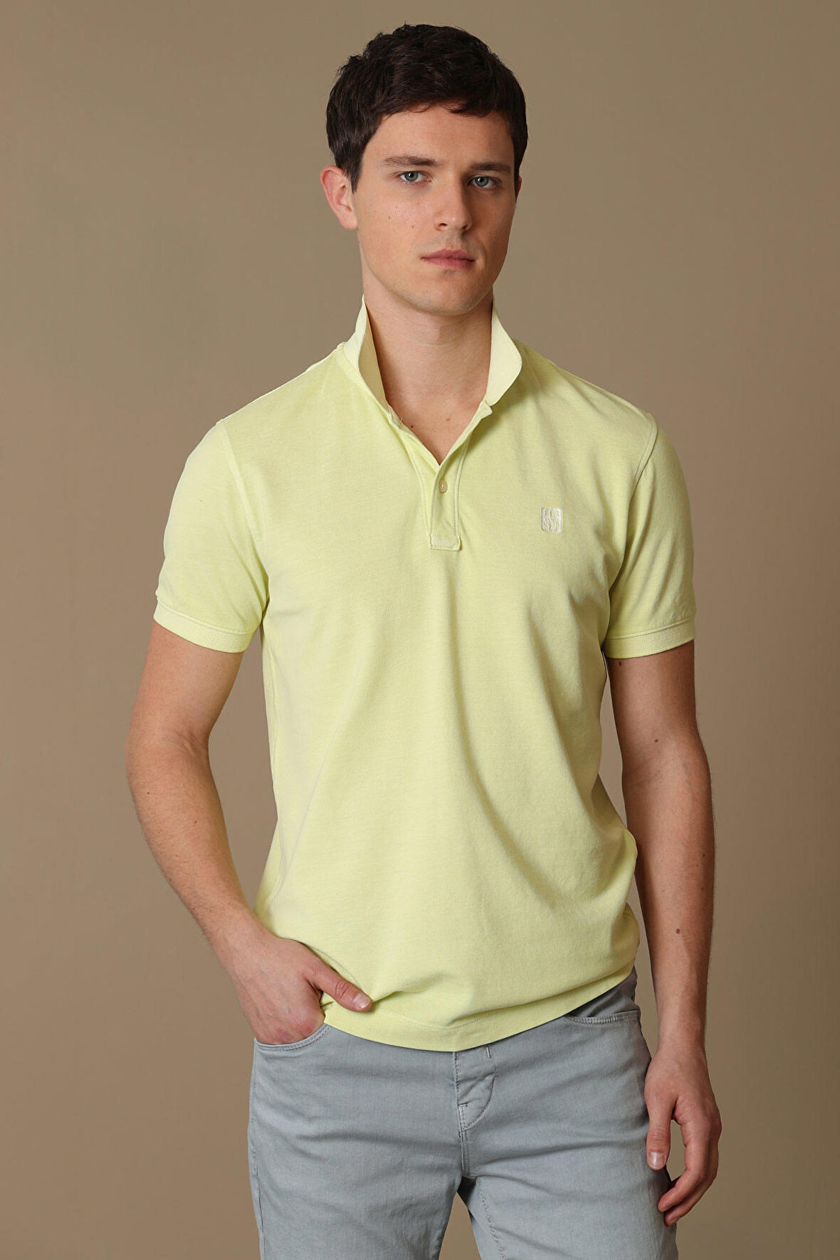 Vernon Spor Polo Yaka Erkek Tişört Sarı